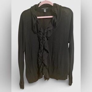 Ruffle Black Cardigan Sweater